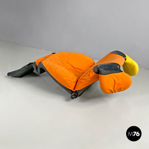 Orange fabric armchair or chaise longue Wink by Toshiyuki Kita for Cassina, 1980s