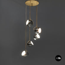 画像をギャラリービューアに読み込む, Cascade chandelier with chromed metal spheres, 1970s
