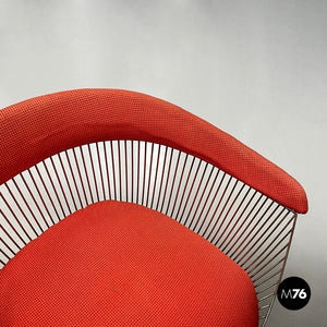 Metal and red fabric chairs by Warren Platner for Knoll, 1970s