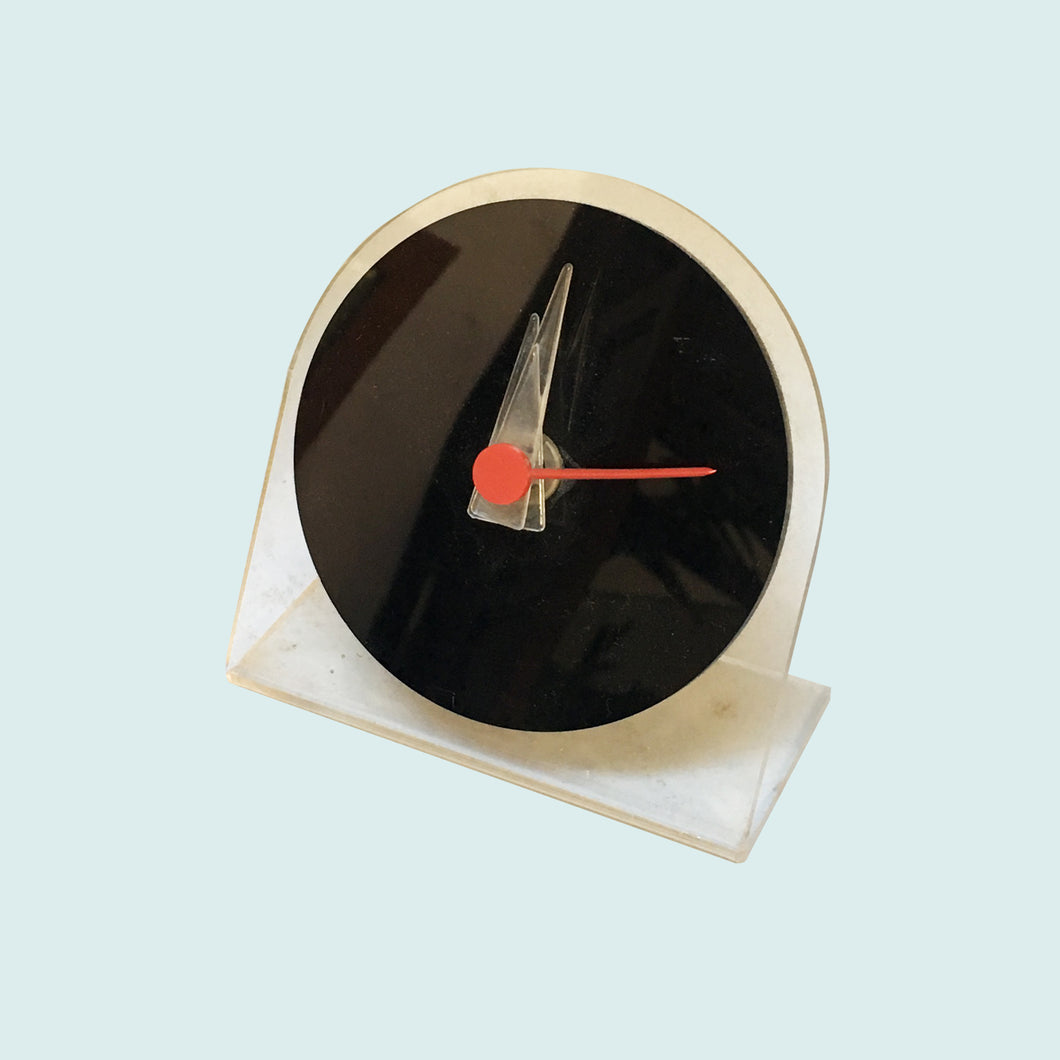 Plexiglass desk clock, 1980s