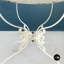 Load image into Gallery viewer, Garden chairs and table in white wrought iron, 1960s
