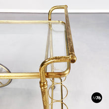 Load image into Gallery viewer, Cart in brass and glass, 1950s

