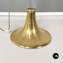 将图片加载到图库查看器，Floor lamp in white fabric, plexiglass and brass, 1980s
