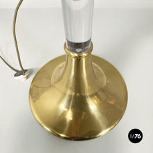 Load image into Gallery viewer, Floor lamp in white fabric, plexiglass and brass, 1980s
