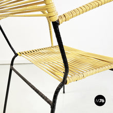 Load image into Gallery viewer, Outdoor chair in yellow scooby and black metal, 1960s
