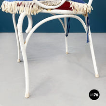 Load image into Gallery viewer, Garden chairs in white wrought iron and fabric, 1960s
