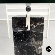 将图片加载到图库查看器，Square coffee table in glass, iron and marquinia marble, 1980s
