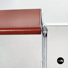 将图片加载到图库查看器，Brown leather and steel high stool, 1980s
