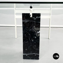 Charger l&#39;image dans la galerie, Square coffee table in glass, iron and marquinia marble, 1980s
