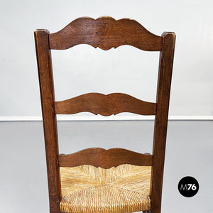 Finely crafted wooden and straw chairs, late1800s