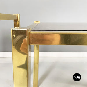 Coffe tables in brass and smoked glass, 1970s
