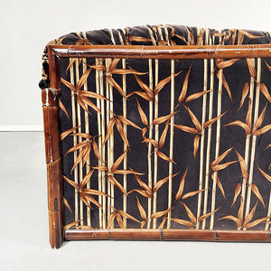 Sofa in bamboo and fabric, 1980s