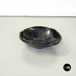Bowl in green, black and blue ceramic by Ignacio Buxo, 1950s