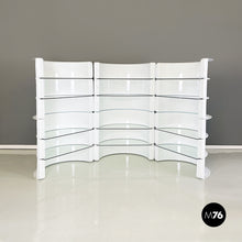 Load image into Gallery viewer, Modular bookcase in white fiberglass and glass by Astrarte, 1970s
