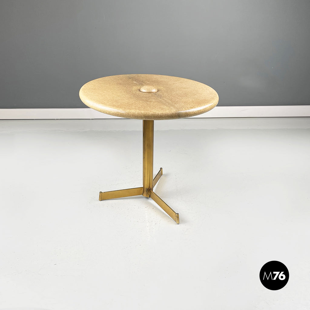 Coffee table in wood, parchment and brass by Aldo Tura, 1960s