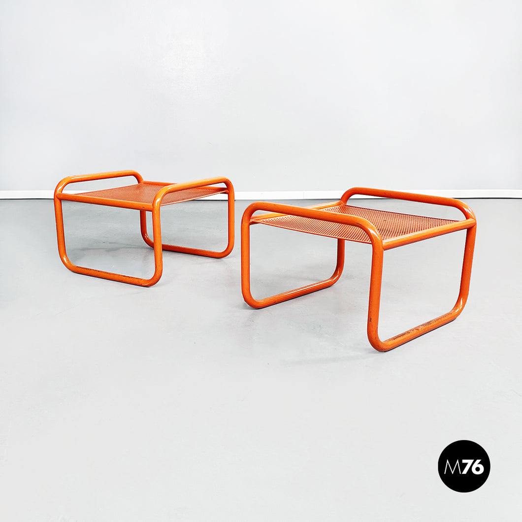 Orange metal footstools Locus Solus by Gae Aulenti for Poltronova, 1960s