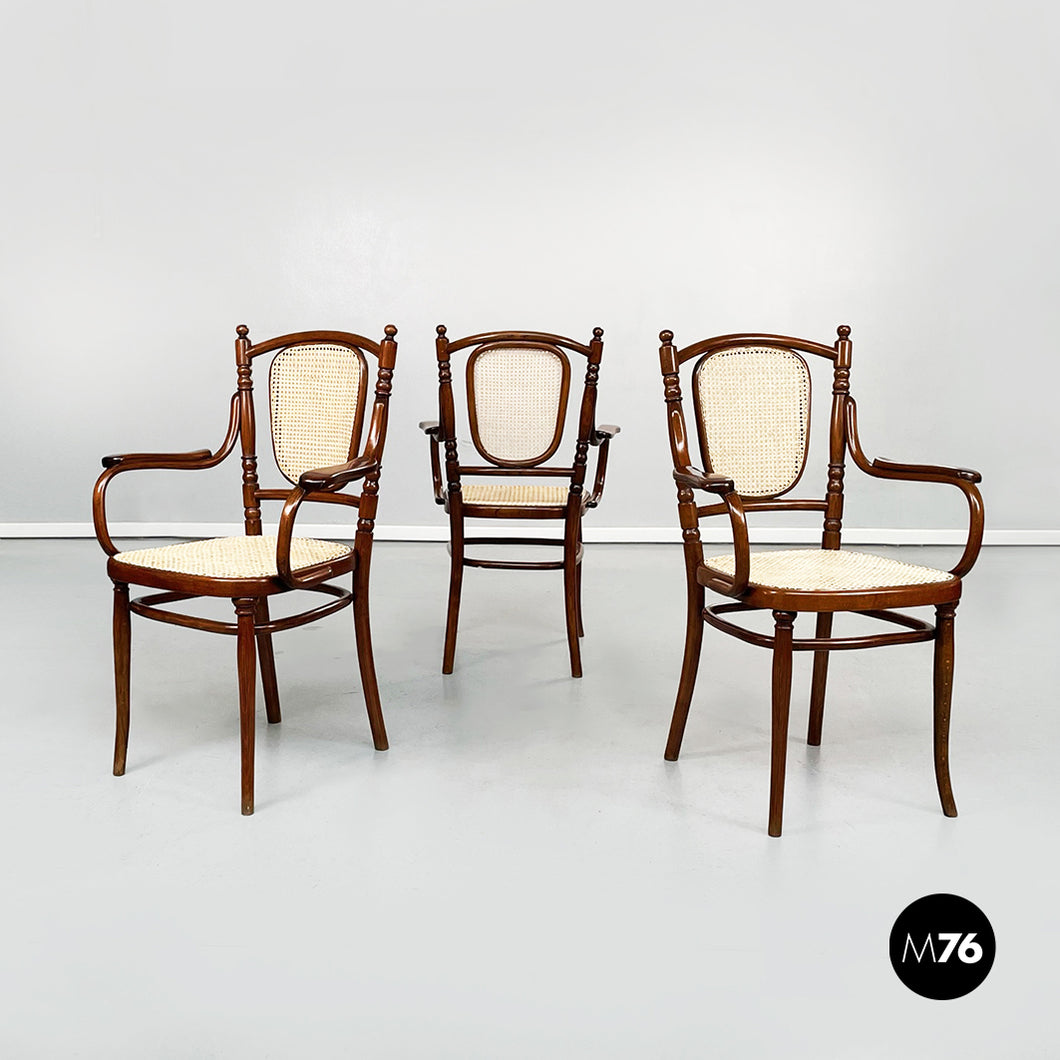 Chairs with straw and wood by Thonet, 1900s