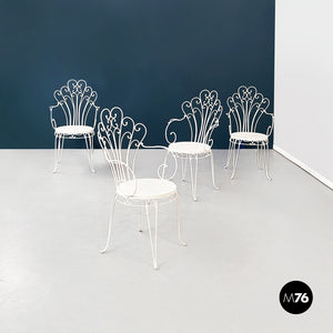 White iron garden chairs with curls, 1960s