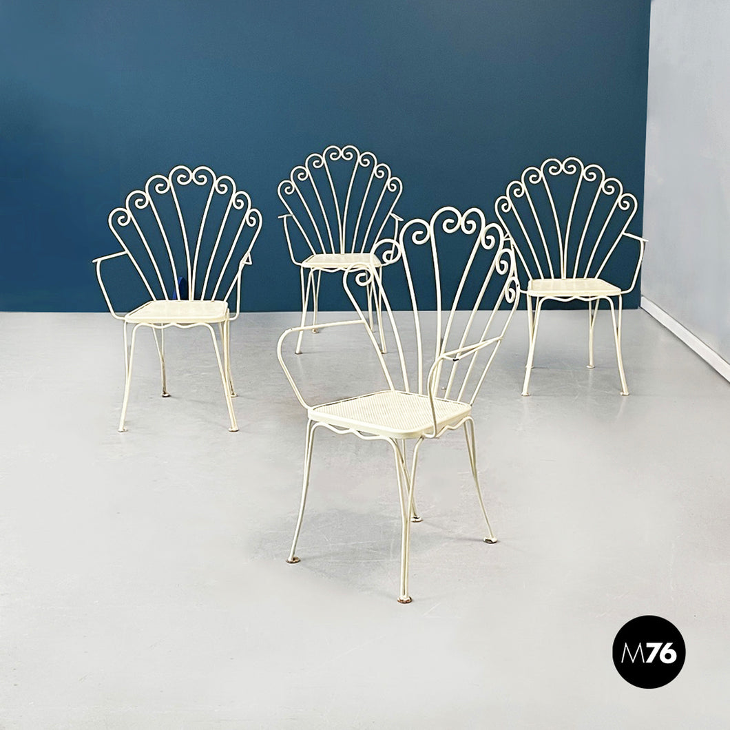 Garden chairs in white wrought iron, 1960s