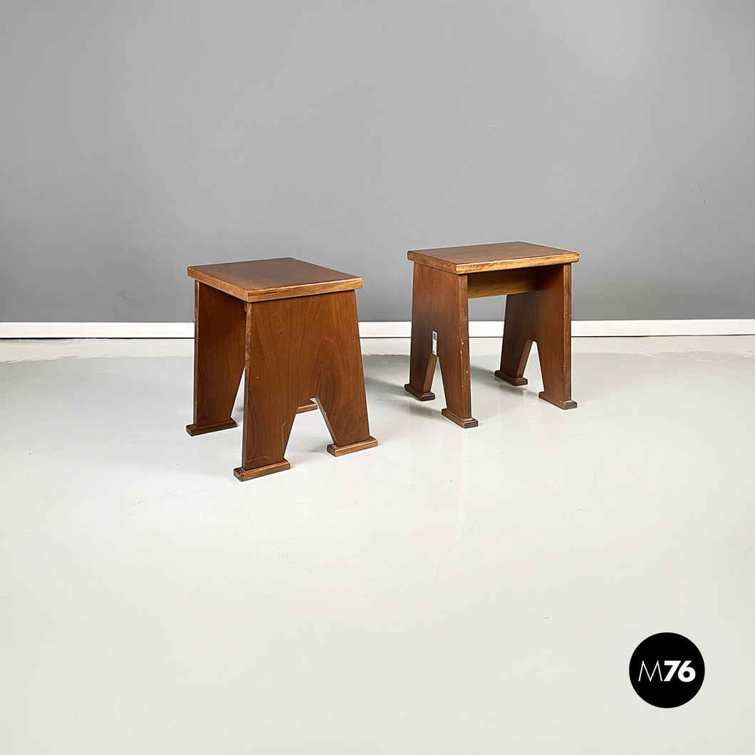 Wooden rectangular stools, 1970s