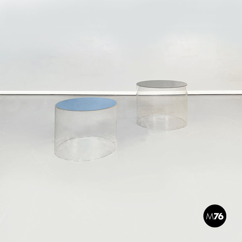 Cylindrical coffee tables in plexiglass, 2000s