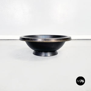 Round bowl in black painted metal, 1990s