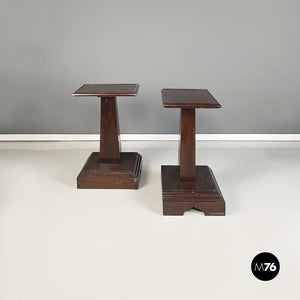 Wood side tables or pedestals, early 1900s