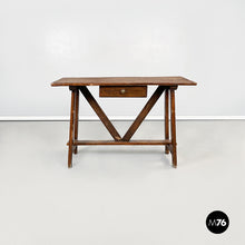 将图片加载到图库查看器，Wooden table fratino with a drawer, 1900s
