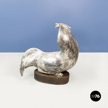 Load image into Gallery viewer, Rooster statue in grey ceramic, 1980s
