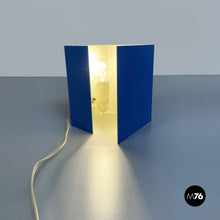 将图片加载到图库查看器，Light blue sheet metal table lamp, 1970s
