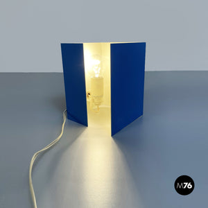 Light blue sheet metal table lamp, 1970s