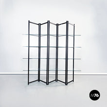 Load image into Gallery viewer, Black metal and glass bookcase, 1990s
