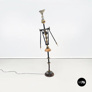 Sculptures and floor lamps in metal, glass and marble, 2000s