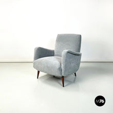 Load image into Gallery viewer, Armchairs in light gray velvet and wood, 1960s
