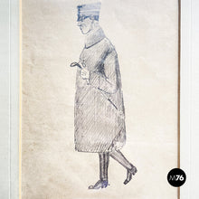 Load image into Gallery viewer, Pencil drawing on paper of a man, 1900s
