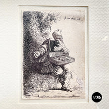 Load image into Gallery viewer, Etching print of a street seller, 1800s
