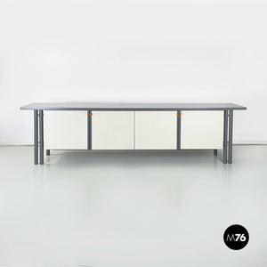 Sideboard in gray and white wood, 1980s
