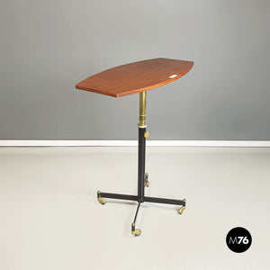 Table with adjustable wooden top withe metal and brass, 1950s