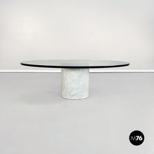将图片加载到图库查看器，Round coffee table in glass and marble, 1980s
