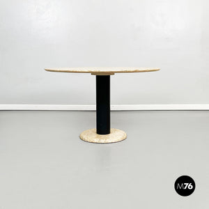 Round travertine coffee table, 1970s