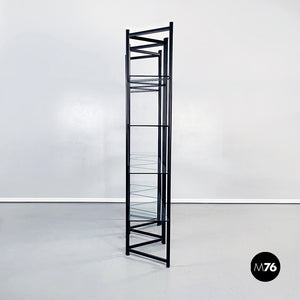 Black metal and glass bookcase, 1990s