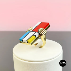Ring mod. Red blue and yellow by Cleto Munari, 2017