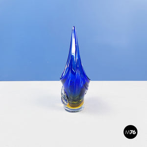 Sculpture in blue and yellow Murano glass, 1970s