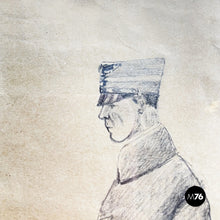 Carica l&#39;immagine nel visualizzatore di Gallery, Pencil drawing on paper of a man, 1900s
