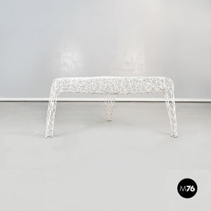 Outside coffee table in white tubular metal, 2000s