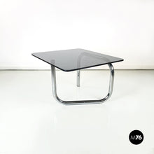 将图片加载到图库查看器，Coffee table with smoked glass and chromed steel, 1970s
