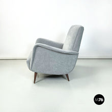 Load image into Gallery viewer, Armchairs in light gray velvet and wood, 1960s
