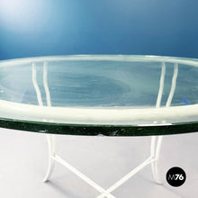 将图片加载到图库查看器，Garden table in white painted wrought iron and glass, 1960s
