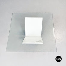 Load image into Gallery viewer, Coffee table in glass, white metal and black marble, 1980s
