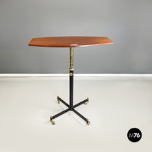 Load image into Gallery viewer, Table with adjustable wooden top withe metal and brass, 1950s
